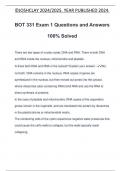 BOT 331 Exam 1 Questions and Answers 100&percnt; Solved