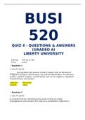 BUSI 520 QUIZ 4  QUESTIONS AND ANSWERS (GRADED A)