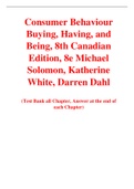 Consumer Behaviour Buying, Having, and Being, 8th Canadian Edition, 8e Michael Solomon, Katherine White, Darren Dahl (Test Bank)