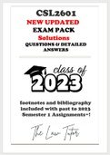 CSL2601 Latest Exam Pack 2023 | Questions and Answers |Past till current Assignments included! 