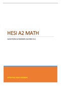 HESI A2 MATH  QUESTIONS & ANSWERS (SCORED A+