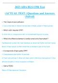 2023 AHA BLS CPR Test (ACTUAL TEST ) Questions and Answers  (Solved)