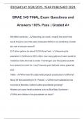BRAE 349 FINAL Exam Questions and Answers 100&percnt; Pass &vert; Graded A&plus;