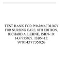 TEST BANK FOR PHARMACOLOGY FOR NURSING CARE, 8TH EDITION, RICHARD A. LEHNE, ISBN-10: 1437735827, ISBN-13: 9781437735826