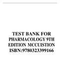 TEST BANK FOR PHARMACOLOGY 9TH EDITION MCCUISTION ISBN:9780323399166