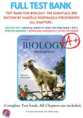 Test Bank For Biology: The Essentials 3rd Edition By Mariëlle Hoefnagels 9781259824913 ALL Chapters .