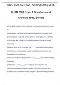 BUSN 1003 Exam 1 Questions and Answers 100&percnt; Solved