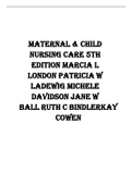 TEST BANK FOR MATERNAL & CHILD NURSING CARE 5TH EDITION MARCIA L LONDON PATRICIA W LADEWIG MICHELE DAVIDSON JANE W BALL RUTH C BINDLERKAY COWEN