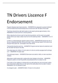 TN Driver&rsquo;s License F Endorsement Questions and Answers 100&percnt; Pass