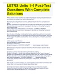 LETRS Units 1-4 Post-Test Questions With Complete Solutions 