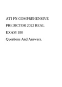 ATI PN COMPREHENSIVE PREDICTOR 2022 REAL EXAM 180 Questions And Answers.
