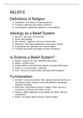Summary -  AQA A Level Sociology Beliefs 