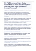 SC P&C Insurance Exam Study Guide&lpar;A set of terms and descriptions from the exam study guide&rpar;With Correct Answers&excl;&excl;