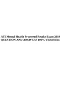 ATI Mental Health Proctored Retake Exam 2019 QUESTION AND ANSWERS 100% VERIFIED.