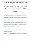 CONTEMPORARY WORLD &ndash; MIDTERMS Exam Questions and Answers 100&percnt; Solved