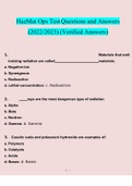 HazMat Ops Test&period;questions verified with 100&percnt; correct answers