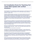 Us Constitution Exam for Teaching Cali Latest 2023 Update with verified solutions