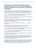 Pharmacy Technician Practice Exam &lpar;NHA&rpar; Questions and Answers &lpar;Verified Answers&rpar;