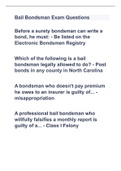 Bail Bondsman Exam Questions|100% PASS|ALREADY GRADED A+