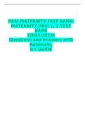 HESI MATERNITY TEST BANK: MATERNITY HESI 1, 2 TEST BANK  (2022/2023)  Questions and Answers with Rationale,  A+ GUIDE