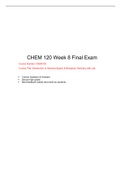 CHEM 120 Final Exam (Version 3), CHEM 120: Introduction to General, Organic & Biological Chemistry with Lab, Verified and Correct Answers, Chamberlain College of Nursing.