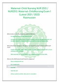 Maternal-Child Nursing NUR 2513 &sol; NUR2513&colon; Maternal-Child Nursing Exam 1 &lpar;Latest 2021 &sol; 2022&rpar; Rasmussen