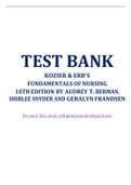 TEST BANK FOR KOZIER ERBs FUNDAMENTALS OF NURSING 10TH EDITION By Audrey T. Berman Shirlee Snyder & Geralyn Frandsen