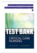 TEST BANK For Understanding the Essentials of Critical Care Nursing&comma; 3rd Edition by Perrin&comma; Verified Chapters 1 - 19&comma; Complete Newest Version