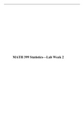 MATH 399N WEEK 2 iLab , MATH 399N Applied Managerial Statistics- Chamberlain College of Nursing