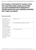 CCC Module 4 Post Test&sol;CCC Module 4 Post Test Latest 2024-2025 update Solved 100&percnt; Correct&sol;COMPREHENSIVE FREQUENTLY TESTED QUESTIONS AND VERIFIED ANSWERS&sol; GET IT 100&percnt; ACCURATE