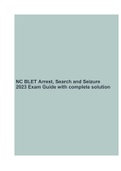 NC BLET Arrest, Search and Seizure 2023 Exam Guide with complete solution.