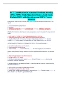 NCC Certification in Maternal Newborn Nursing  (RNC-MNN) Study Questions from Actual Exam  Updated 2023 with Questions and 100% Correct  Answers B