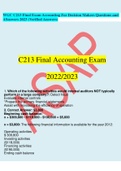 WGC C213 Final Exam Accounting For Decision Makers Questions and ASnswers 2023 &lpar;Verified Answers&rpar;