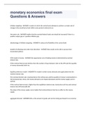 monetary economics final exam Questions & Answers