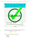 BSC2085 Anatomy & Physiology Exam  1 Actual Exam Updated 2023 with All  Questions and 100&percnt; Correct Answers