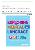 Test Bank - Exploring Medical Language&comma; 10th Edition &lpar;LaFleur Brooks&comma; 2018&rpar;&comma; Chapter 1-16 &vert; All Chapters