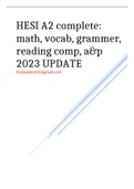 HESI A2 complete&colon; math&comma; vocab&comma; grammer&comma; reading comp&comma; a&p 2023 UPDATE 