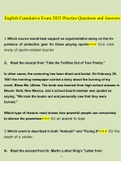 English Cumulative Exam Practice Questions and Answers 2023 &lpar;Verified Answers by Expert&rpar;