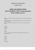 OPRE 3310 OPERATIONS MANAGEMENT UNIT 1 Exam Questions With Verified Answers&period;