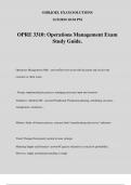 OPRE 3310&colon; Operations Management Exam Study Guide&period;