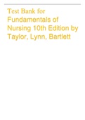 Test Bank for Fundamentals of Nursing 10th Edition by Taylor, Lynn, Bartlett 
