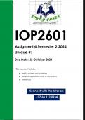 IOP2601 Assignment 4 &lpar;QUALITY ANSWERS&rpar; Semester 2 2024