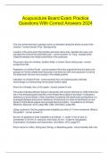  Acupuncture Board Exam Practice Questions With Correct Answers 2024