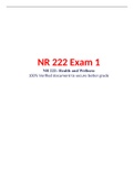 NR 222 Exam 1 , Verified And Correct Answers, NR 222: Health and Wellness, Chamberlain
