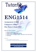 ENG1514 Assignment 2 (COMPLETE ANSWERS) 2023 (779283)