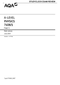 A LEVEL PHYSICS 7408&sol;1 Paper 1 AND 3 Mark scheme June 2020 Version&colon; 1&period;0 Final COMBINED PACKAGE DEAL