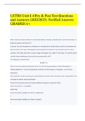  LETRS Unit 1-4 Pre & Post Test Questions and Answers (2022/2023) (Verified Answers GRADED A+