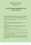 NUR 207 Final Exam Questions With Correct Answers