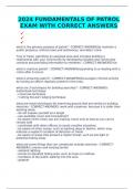 2024 FUNDAMENTALS OF PATROL EXAM WITH CORRECT ANSWERS