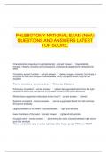   PHLEBOTOMY NATIONAL EXAM &lpar;NHA&rpar; QUESTIONS AND ANSWERS LATEST TOP SCORE&period;
